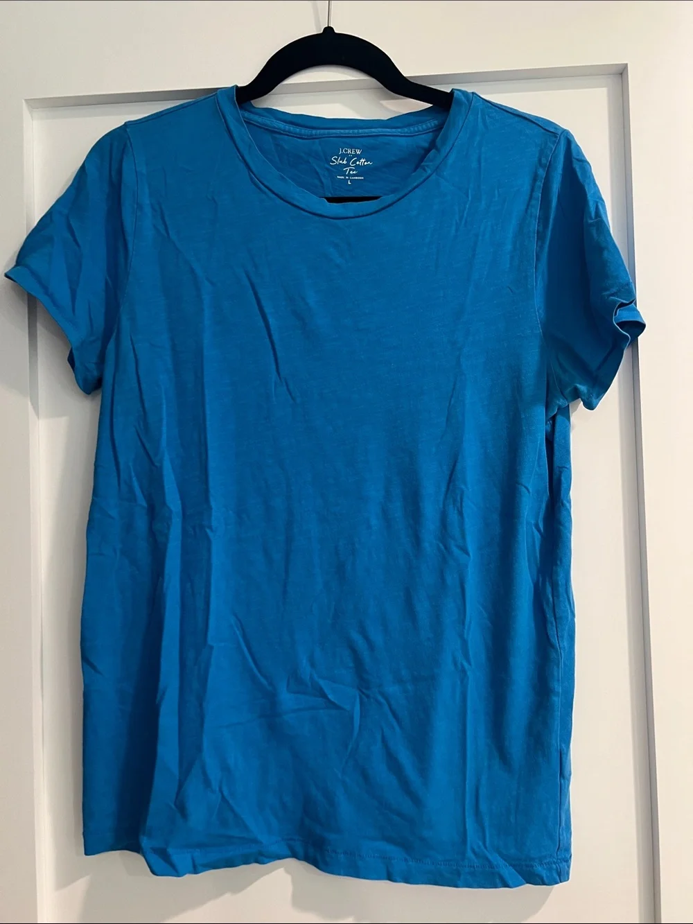 J. Crew Short Sleeve Crewneck Slub Tee in Turquoise Blue